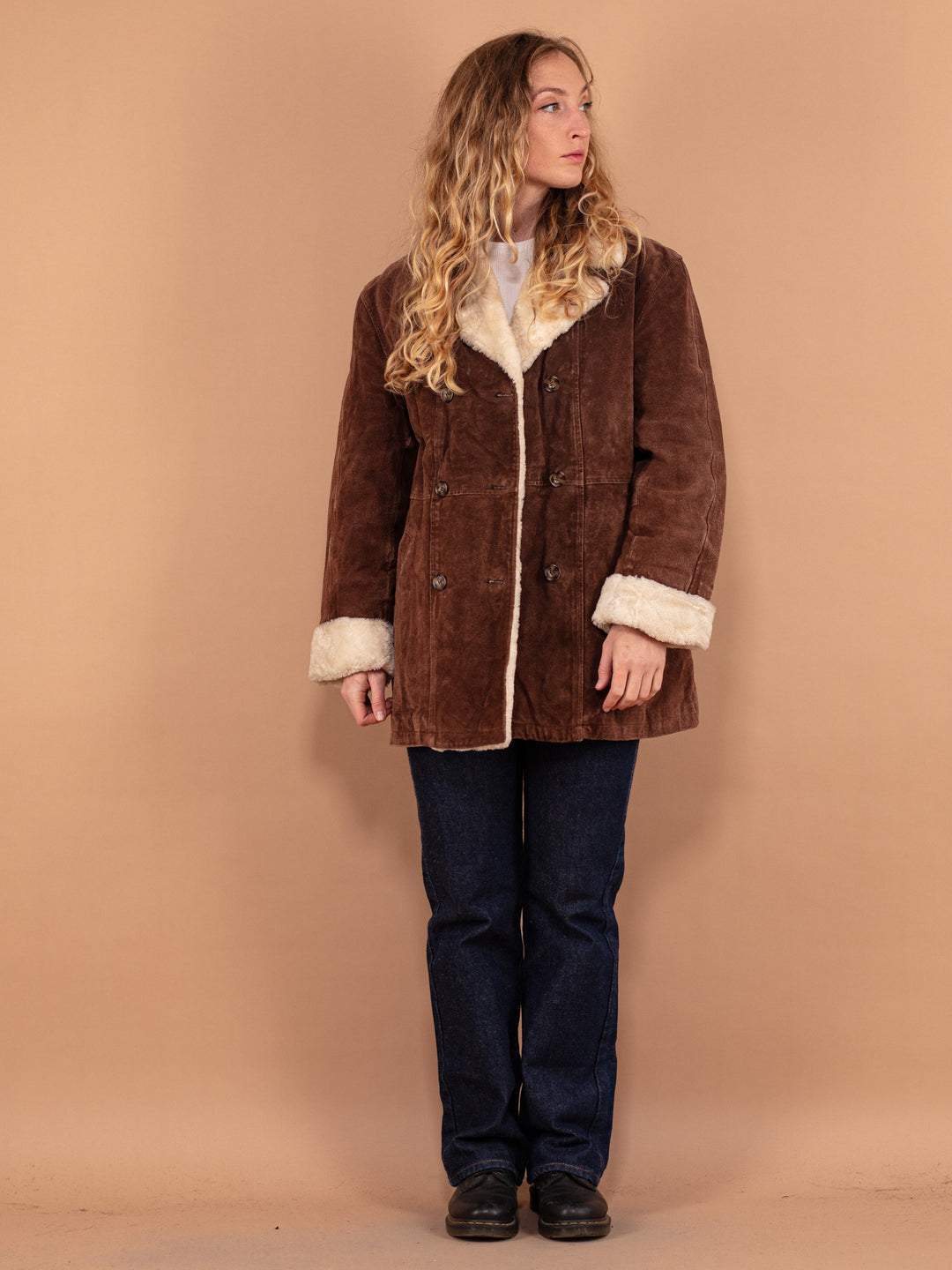 Vintage 90's Women Suede Coat in Brown - NorthernGrip