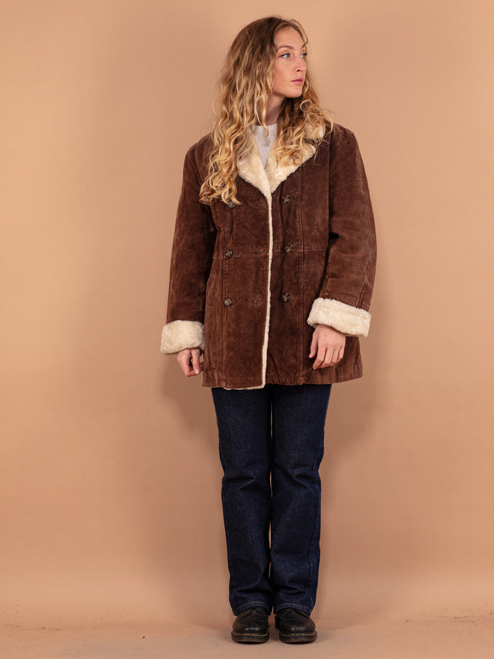 Vintage 90's Women Suede Coat in Brown - NorthernGrip