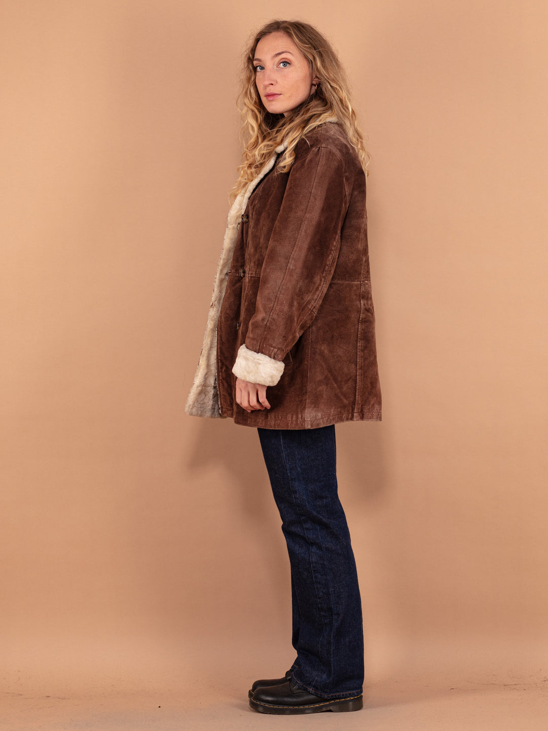 Vintage 90's Women Suede Coat in Brown - NorthernGrip