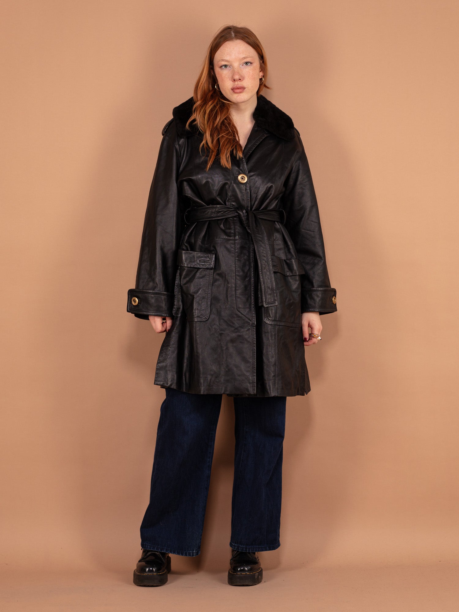 Online Vintage Store | 90s Women Fur Lined Leather Coat in Black | Norther  Grip – NorthernGrip