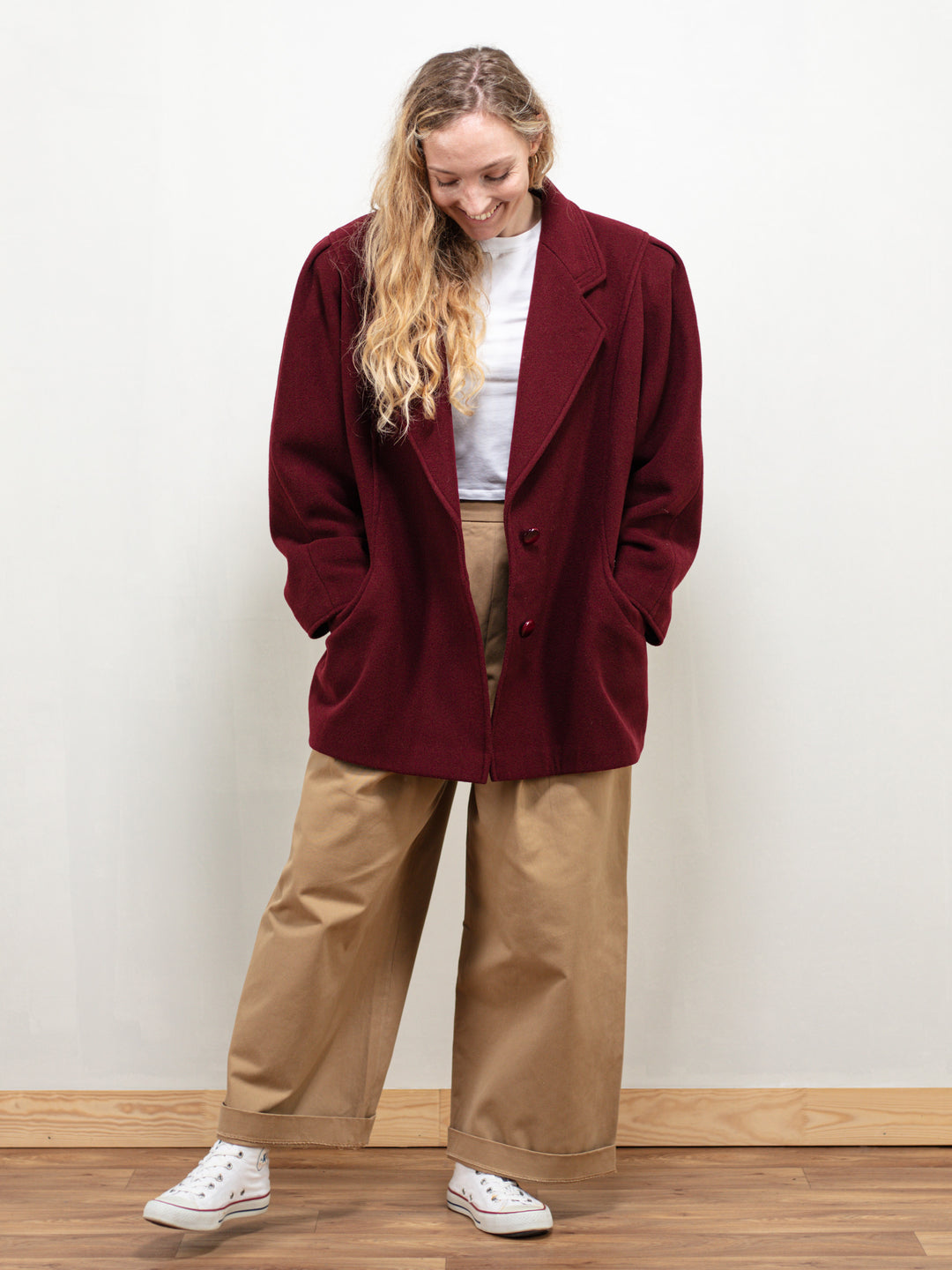 Vintage 90's Women Red Wool Peacoat - NorthernGrip