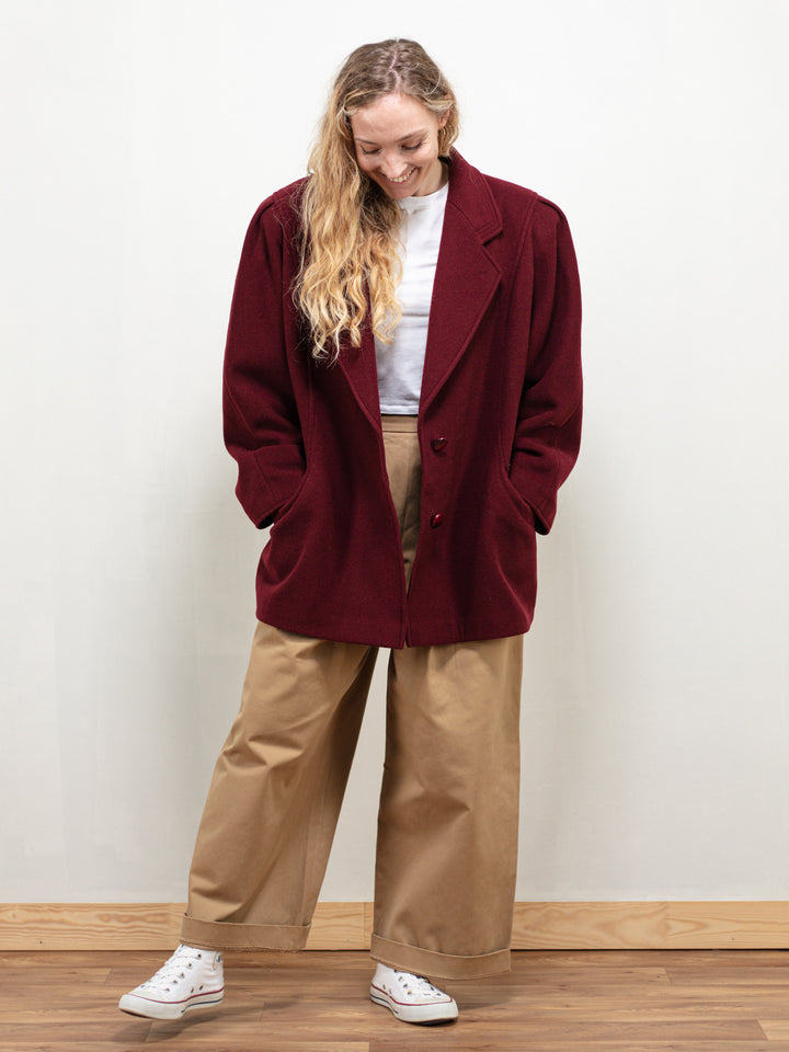 Vintage 90's Women Red Wool Peacoat - NorthernGrip