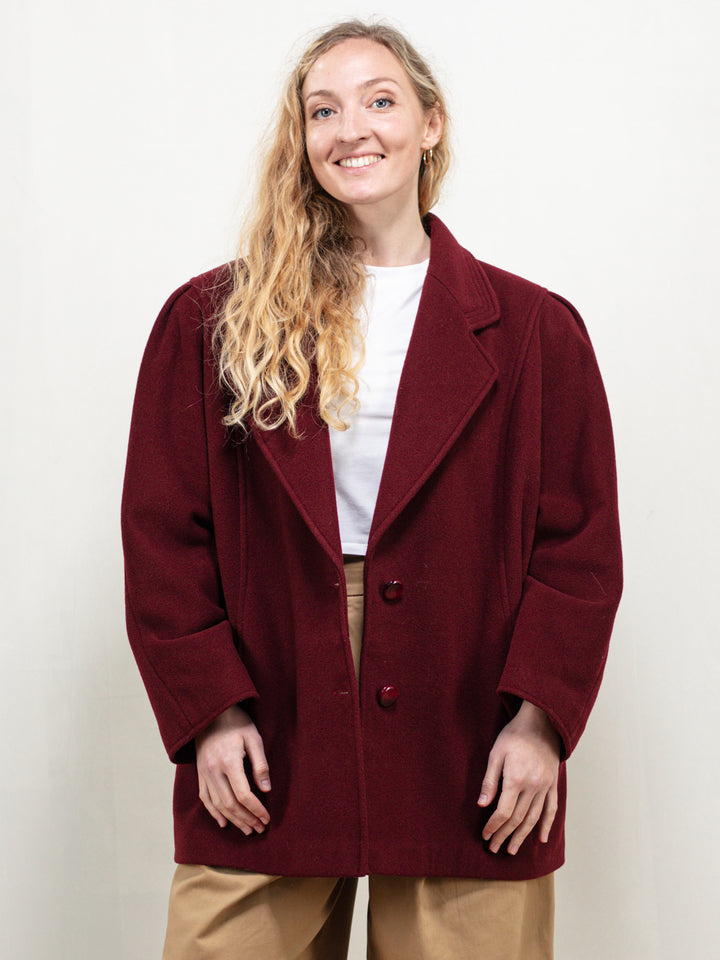 Vintage 90's Women Red Wool Peacoat - NorthernGrip
