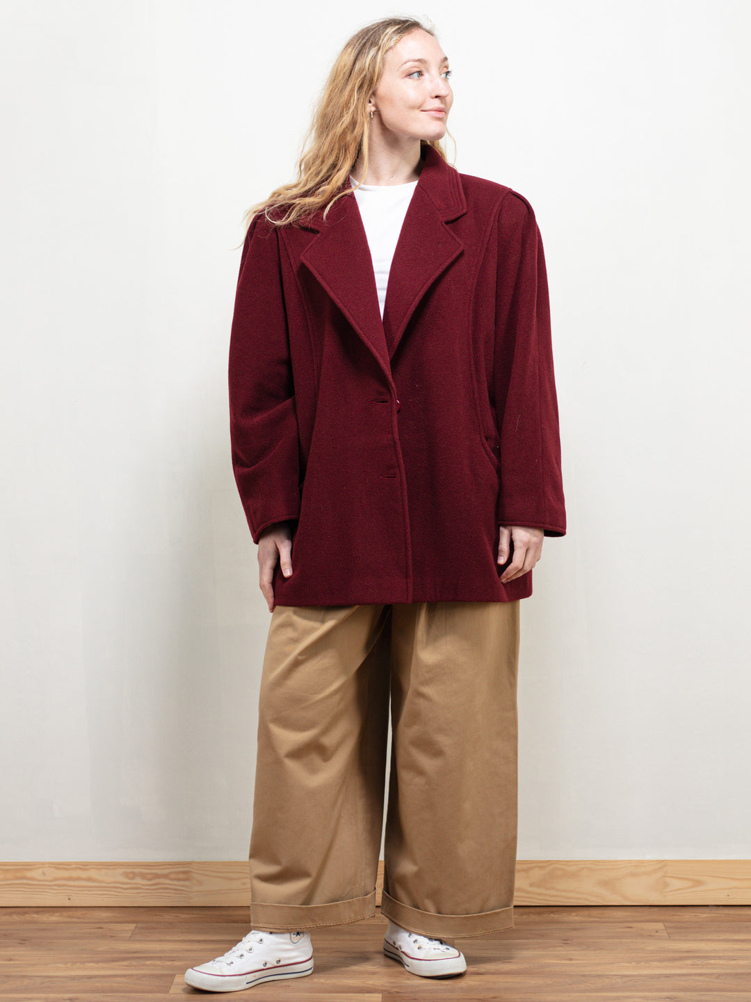 Vintage 90's Women Red Wool Peacoat - NorthernGrip