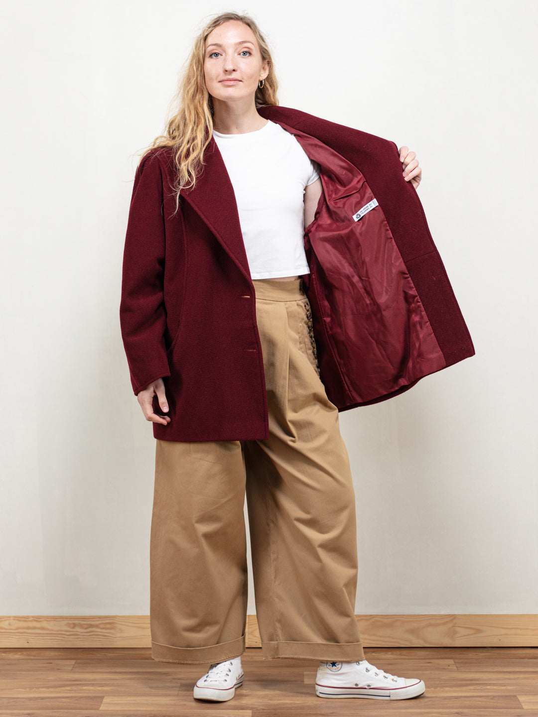 Vintage 90's Women Red Wool Peacoat - NorthernGrip