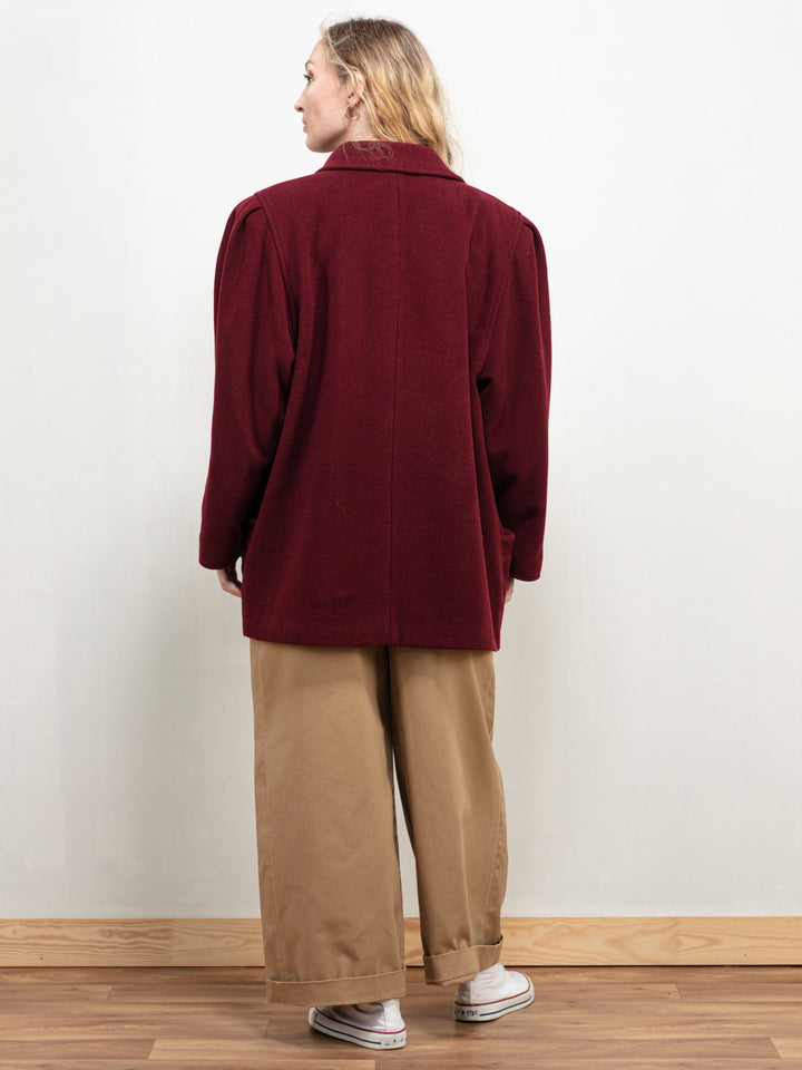 Vintage 90's Women Red Wool Peacoat - NorthernGrip