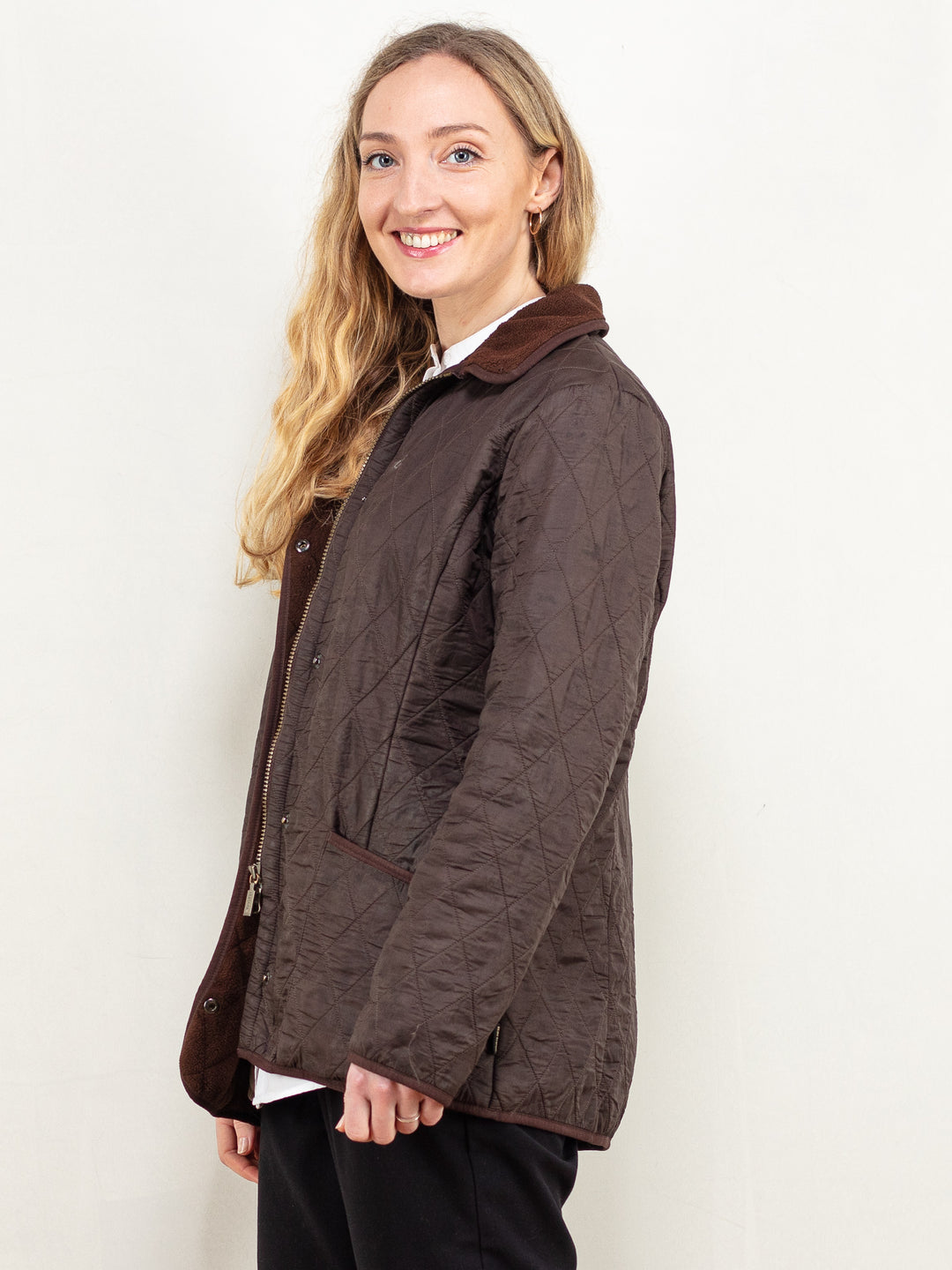 Vintage 00's Women BARBOUR Polarquilt Jacket in Brown - NorthernGrip