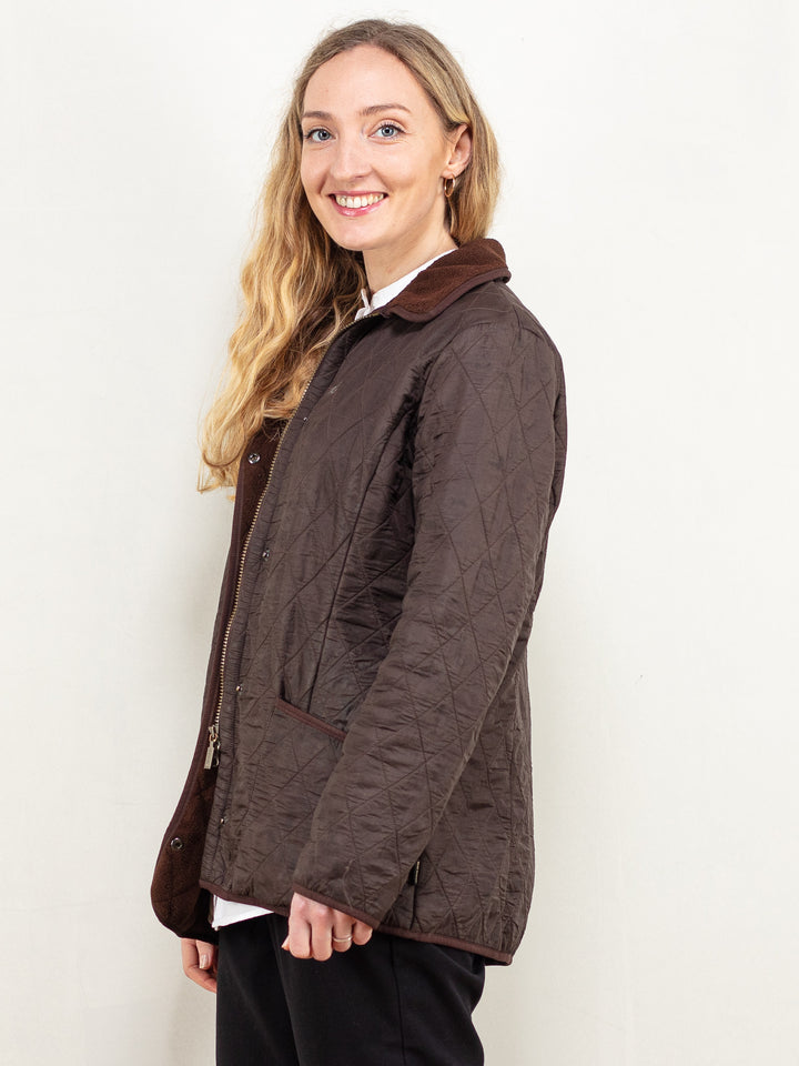 Vintage 00's Women BARBOUR Polarquilt Jacket in Brown - NorthernGrip