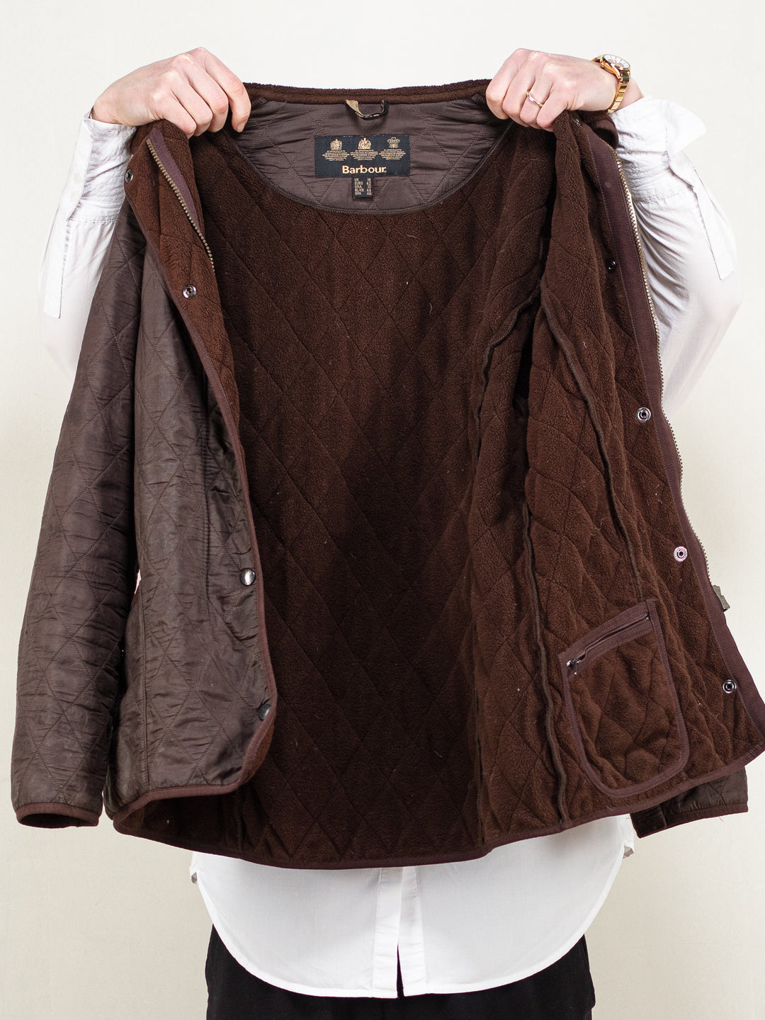 Vintage 00's Women BARBOUR Polarquilt Jacket in Brown - NorthernGrip