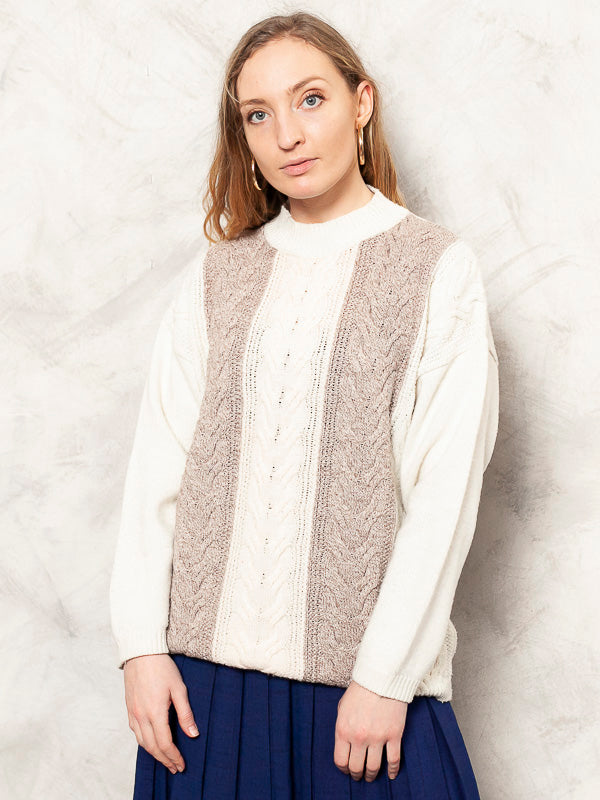 Vintage 80's Mockneck Braided Women Sweater - NorthernGrip