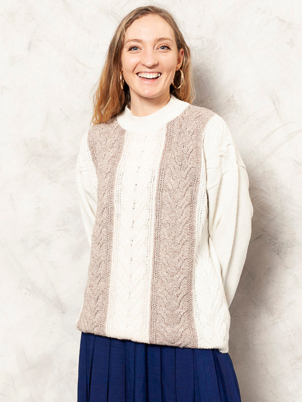 Vintage 80's Mockneck Braided Women Sweater - NorthernGrip