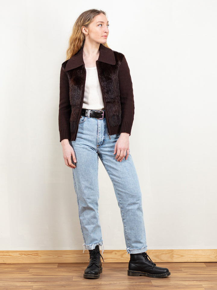 Vintage 70's Women Fur and Knit Jacket - NorthernGrip