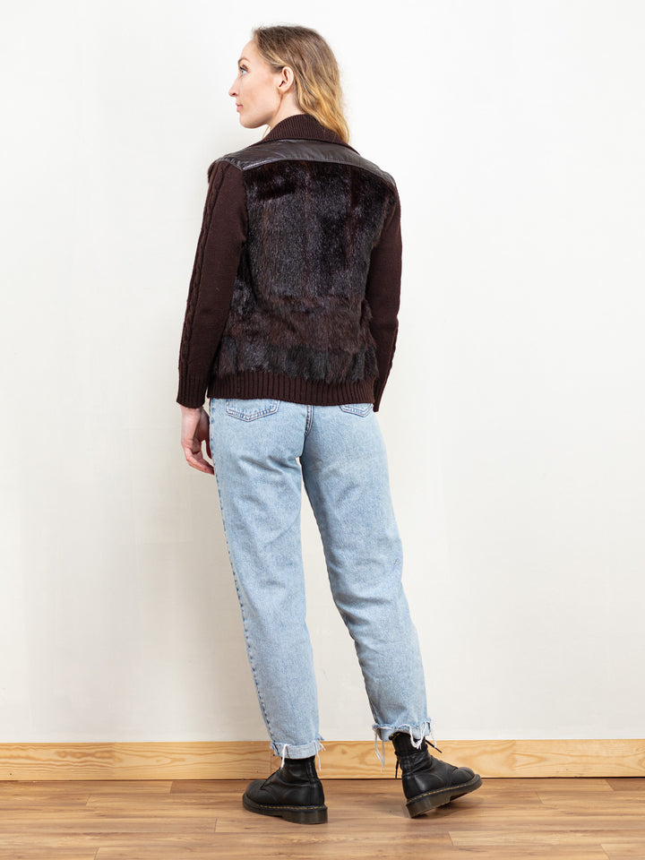 Vintage 70's Women Fur and Knit Jacket - NorthernGrip