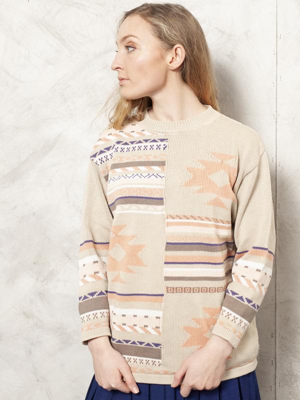 Vintage 80's Aztec Print Women Sweater - NorthernGrip