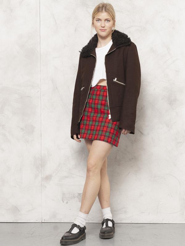 Vintage 70's Brown Wool Blend Women Jacket - NorthernGrip