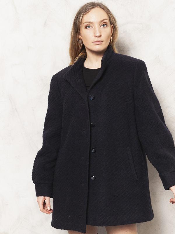 Vintage 80's Blue Women Wool Coat - NorthernGrip