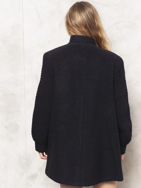 Vintage 80's Blue Women Wool Coat - NorthernGrip