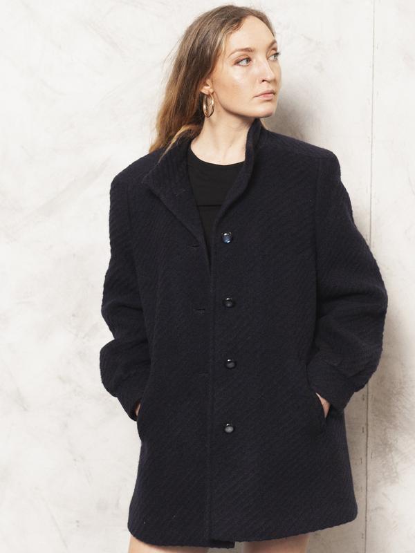 Vintage 80's Blue Women Wool Coat - NorthernGrip