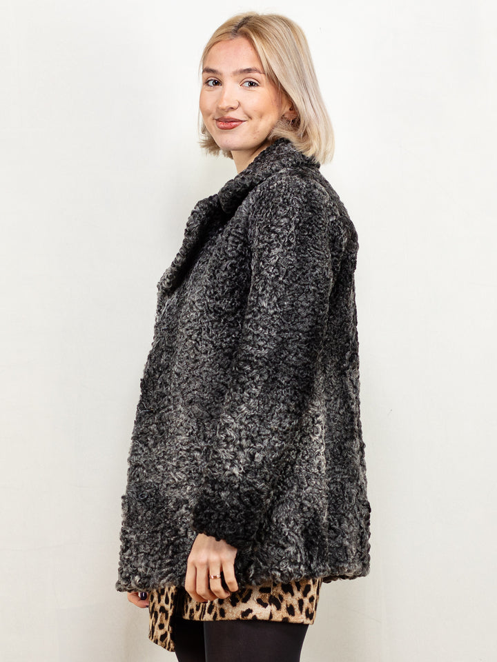 Vintage 70's Women Karakul Fur Jacket in Grey - NorthernGrip