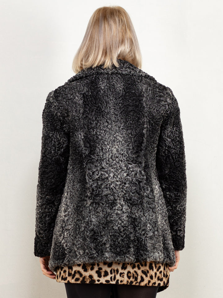 Vintage 70's Women Karakul Fur Jacket in Grey - NorthernGrip