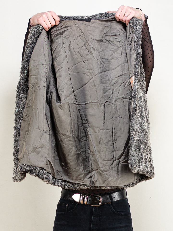 Vintage 70's Women Karakul Fur Jacket in Grey - NorthernGrip