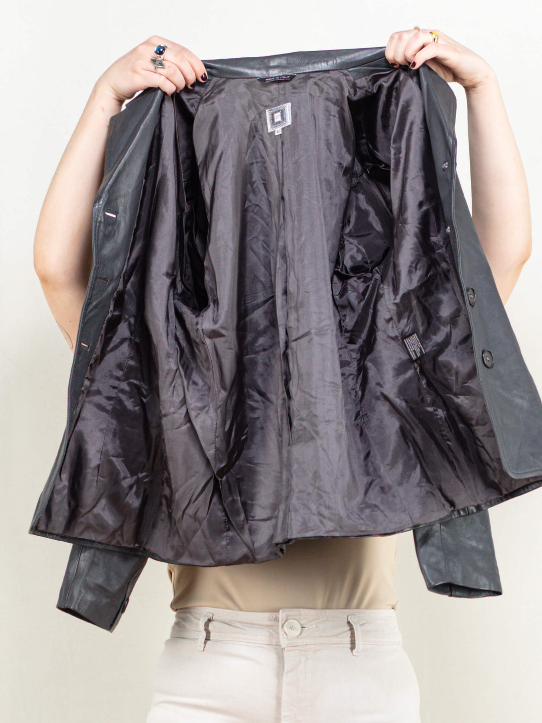 Vintage 80's Women Grey Leather Jacket - NorthernGrip