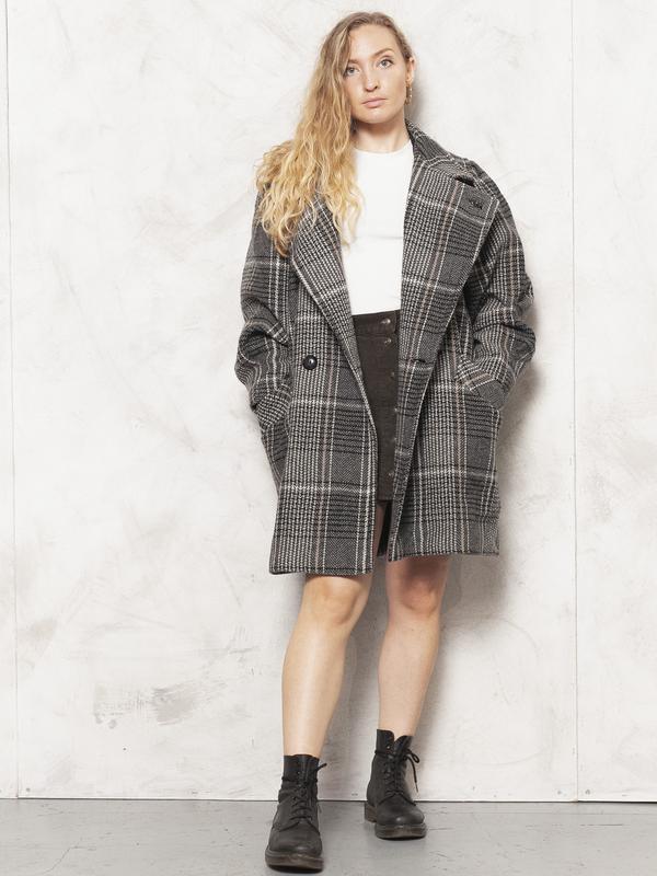 Vintage 80's Women Plaid Wool Coat - NorthernGrip