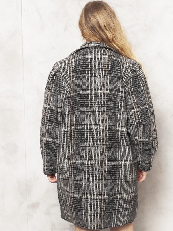 Vintage 80's Women Plaid Wool Coat - NorthernGrip
