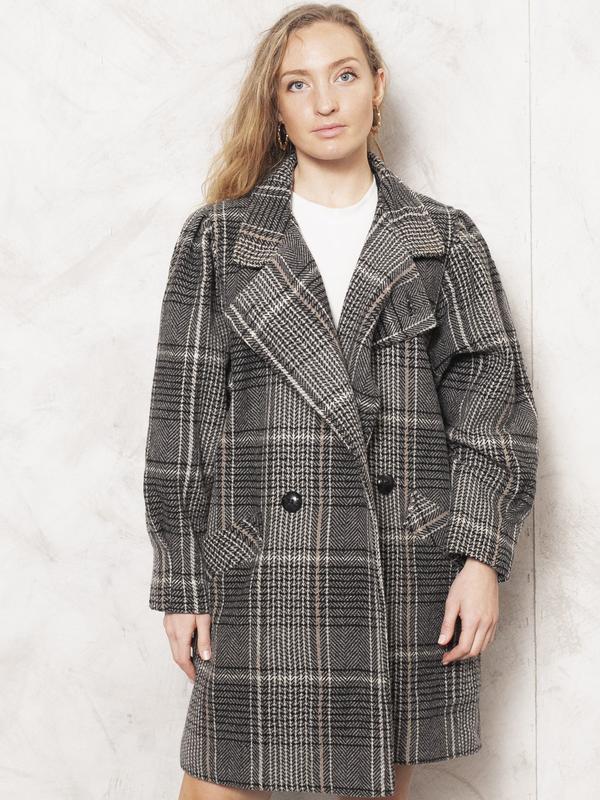 Vintage 80's Women Plaid Wool Coat - NorthernGrip