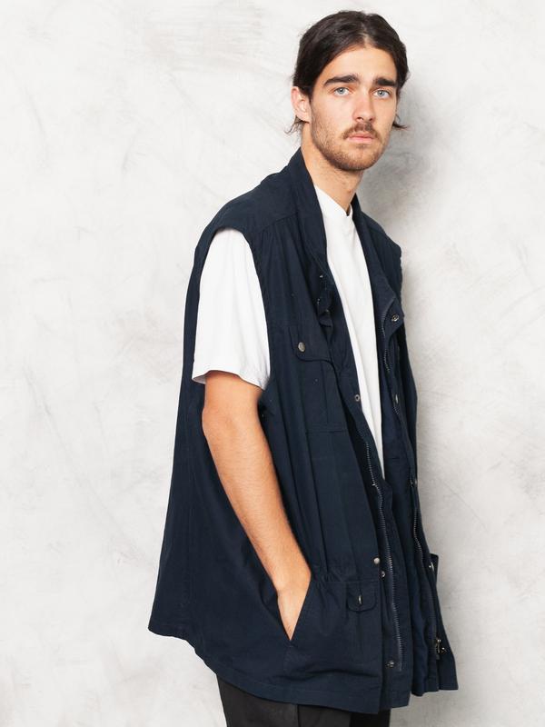 Navy Blue Men Windbreaker Waistcoat Vest - NorthernGrip
