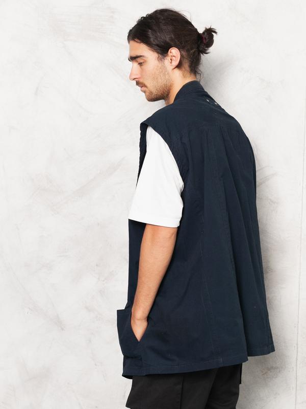 Navy Blue Men Windbreaker Waistcoat Vest - NorthernGrip