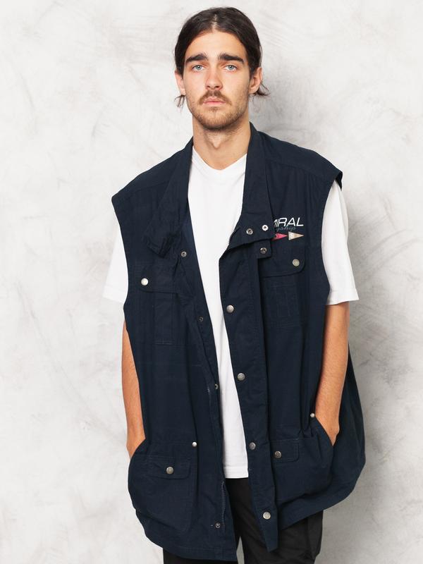 Navy Blue Men Windbreaker Waistcoat Vest - NorthernGrip