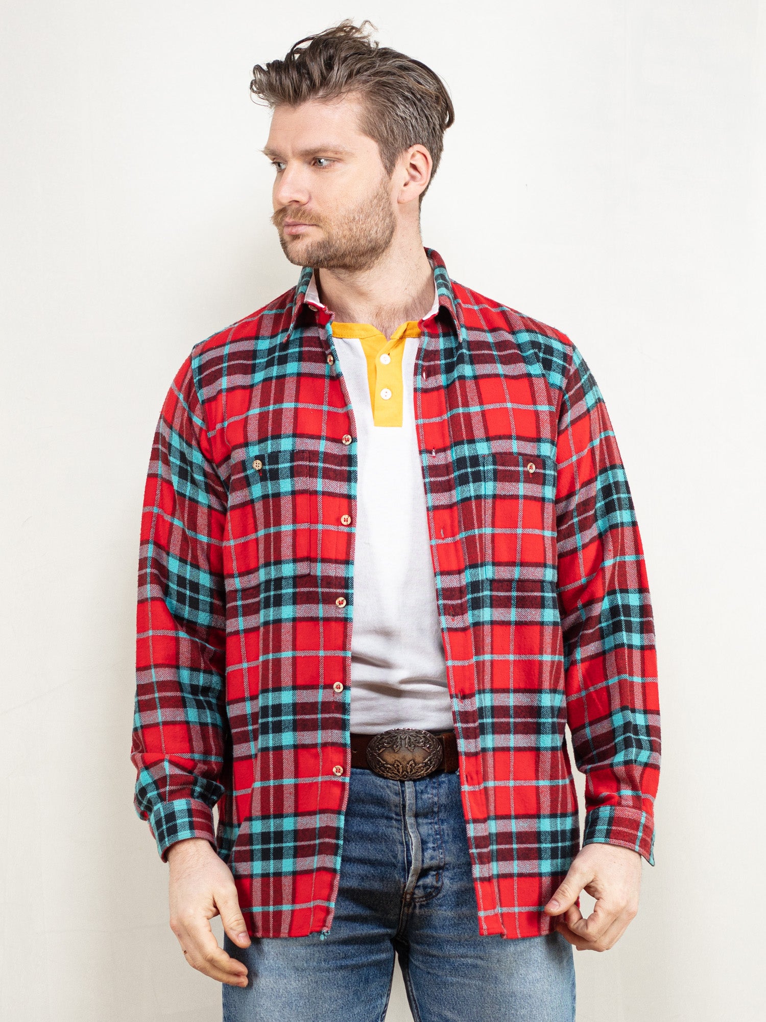 90s fashion plaid shirt clearance