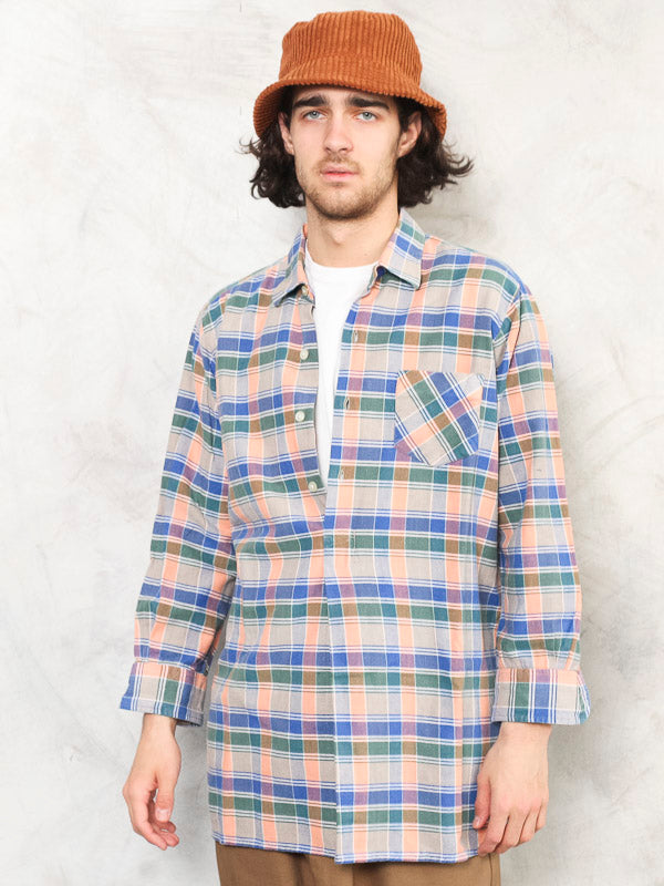 Vintage 90's Plaid Men Smock Shirt - NorthernGrip