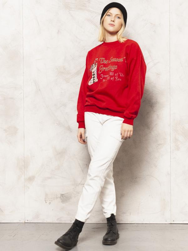 Vintage 90's Red Christmas Women Sweatshirt - NorthernGrip