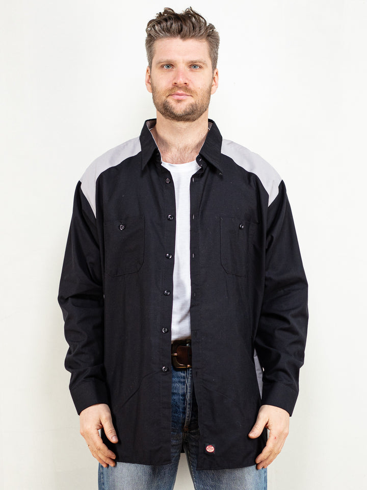 Vintage 00's Men RED KAP Work Shirt in Black - NorthernGrip