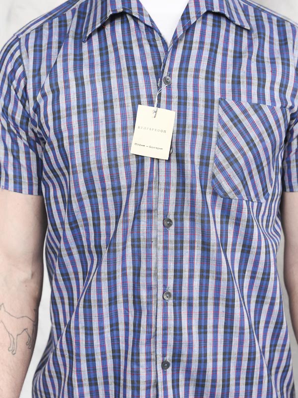 Vintage 90's Men Plaid Blue Shirt - NorthernGrip