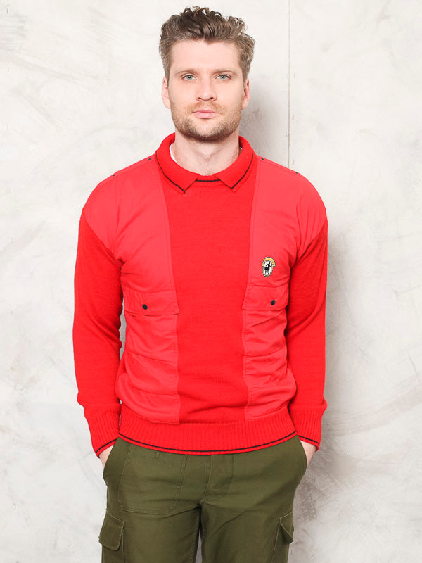 Vintage 80's Red Marine Men Sweater - NorthernGrip