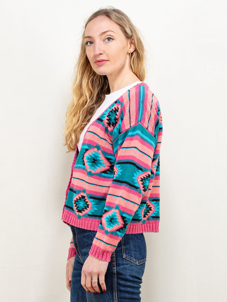 Online Vintage Store 90's Women Cotton Cardigan in Pink Northern