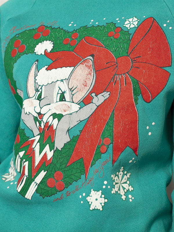 Vintage 90's Teal Bunny Women Sweatshirt - NorthernGrip