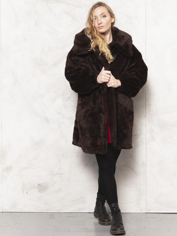 Vintage Online Store 80 s Faux Fur Coat Brown Northern Grip NorthernGrip