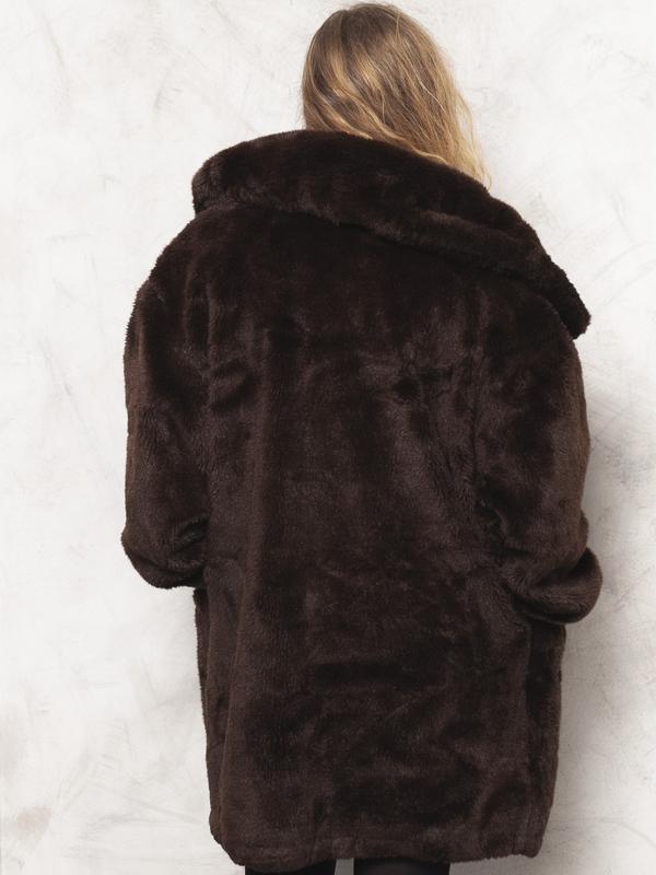 Vintage 80's Faux Fur Women Coat Brown - NorthernGrip