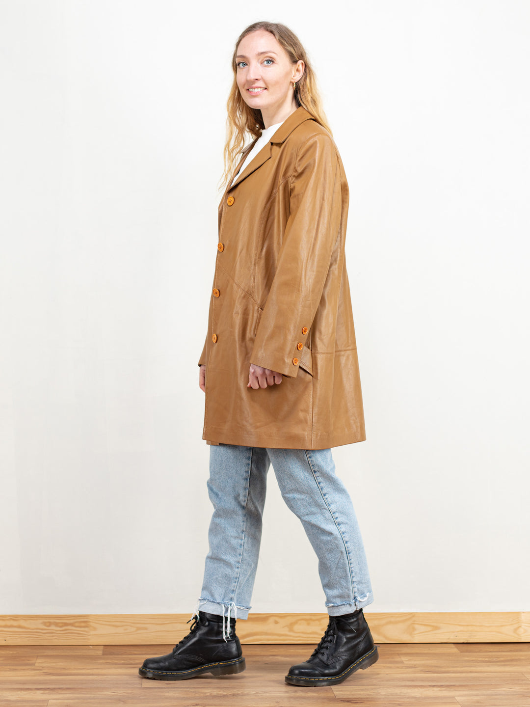 Vintage 80's Women Brown Leather Coat - NorthernGrip