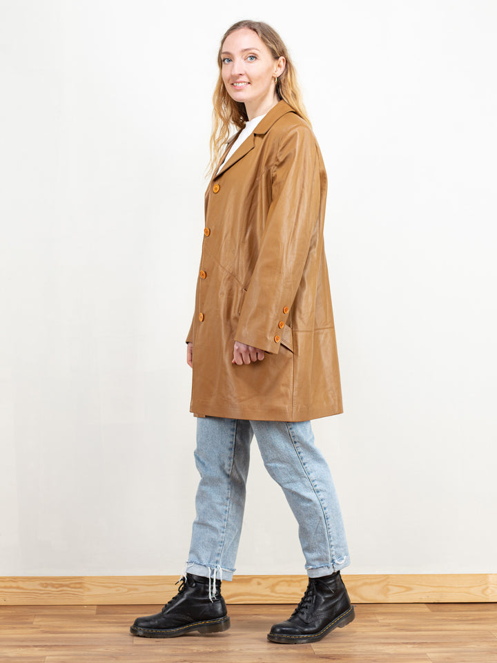 Vintage 80's Women Brown Leather Coat - NorthernGrip