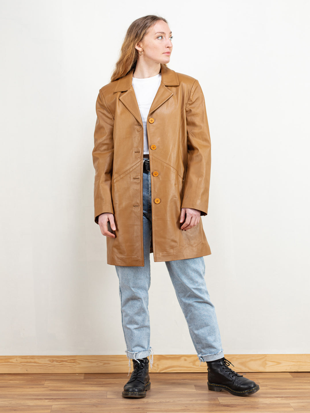 Vintage 80's Women Brown Leather Coat - NorthernGrip