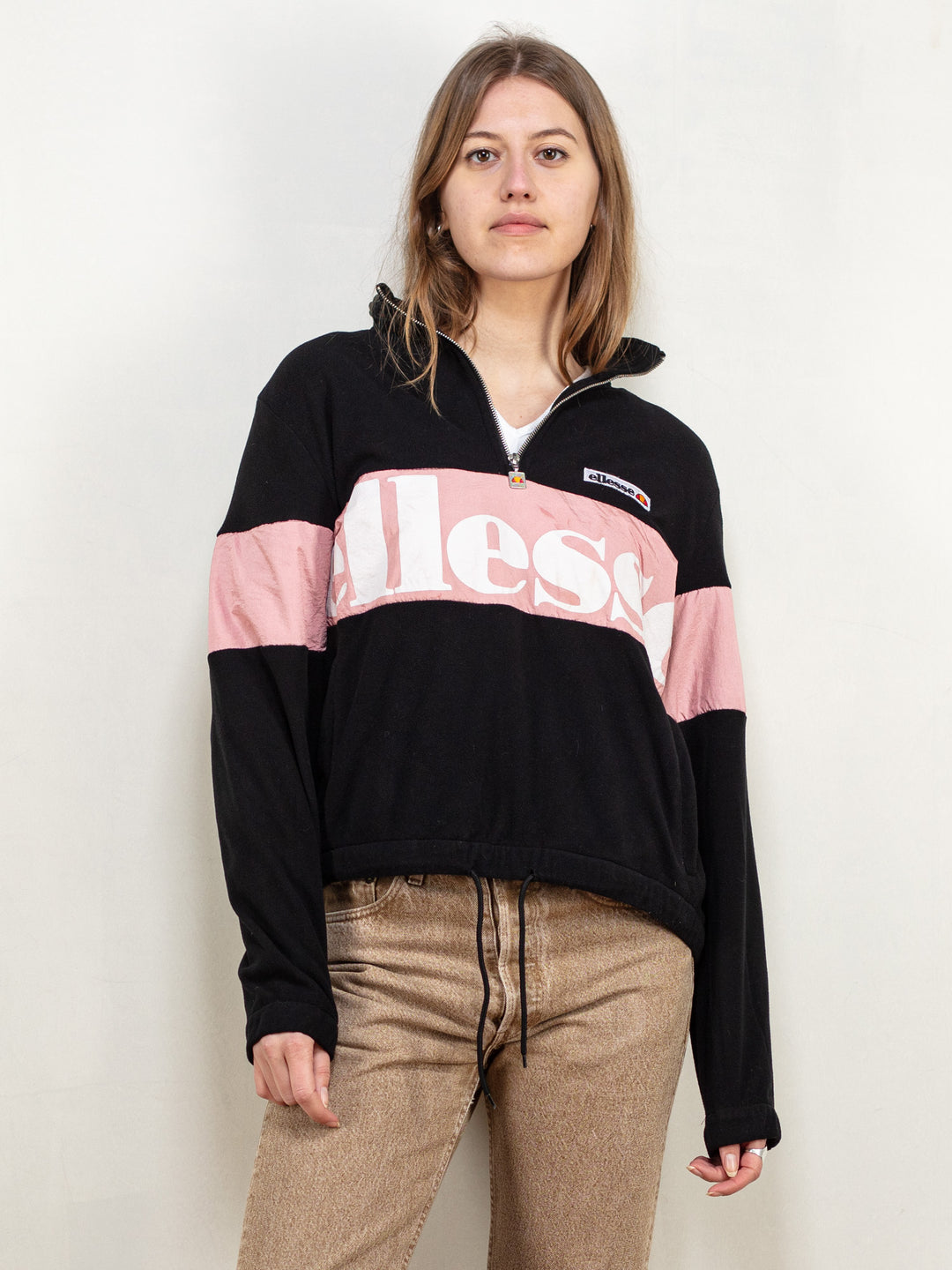 Vintage 90's Women Ellesse Half Zip Fleece in Black - NorthernGrip