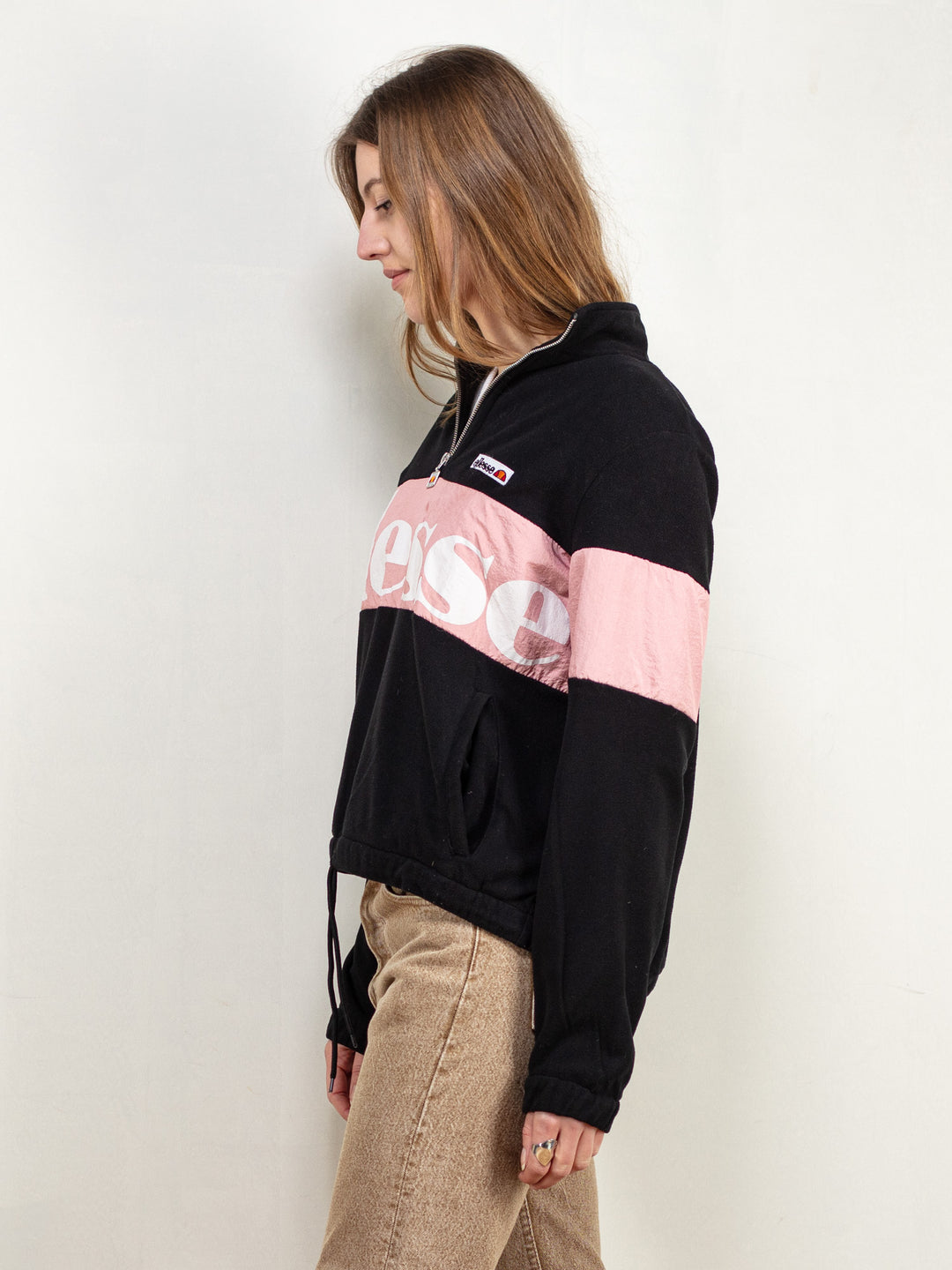 Vintage 90's Women Ellesse Half Zip Fleece in Black - NorthernGrip