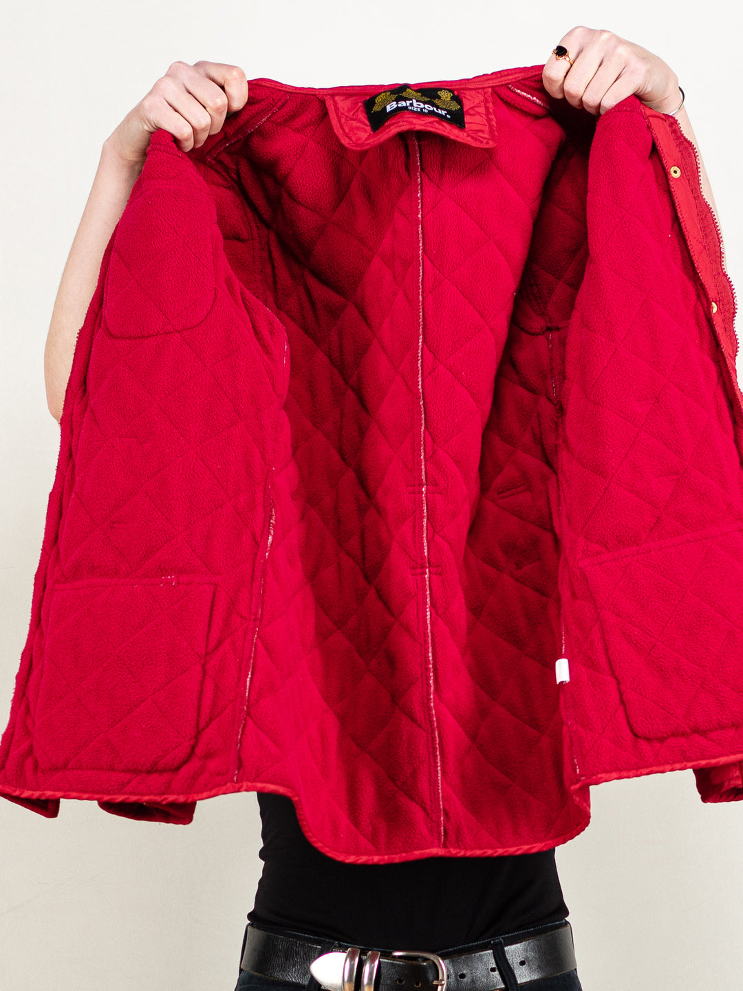 Vintage 00's Women Barbour International Jacket in Red - NorthernGrip