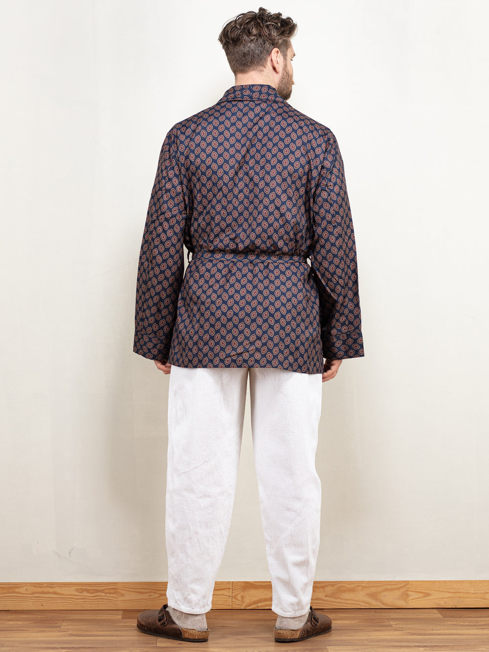 Vintage 90's Men Short Dressing Gown in Navy - NorthernGrip