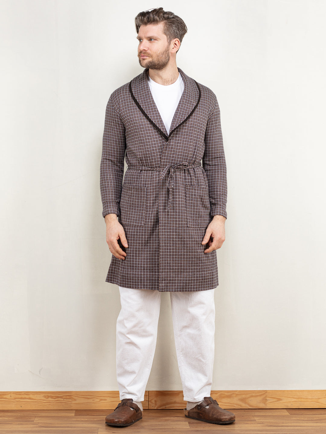 Vintage 80's Men Dressing Gown in Brown - NorthernGrip